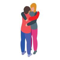 Young woman and man are hugging each other isometrically vector