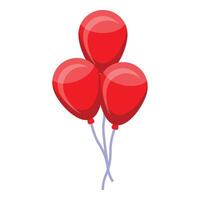 Three red balloons floating with helium celebrating a party vector