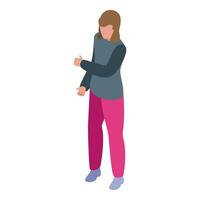 Woman explaining something using hand gestures isometric icon vector