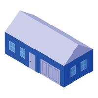 Blue modern house with garage isometric view vector