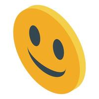 Yellow round button isometric emoji smiling vector