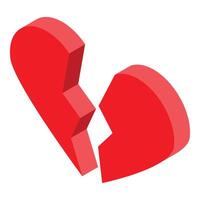 Red broken heart splitting apart symbolizing difficult breakup vector