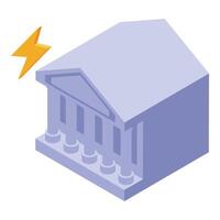 Lightning striking courthouse building representing law and order vector
