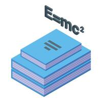 Stack of books representing physics and the theory of relativity vector