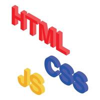 Html css js programming language developing concept vector