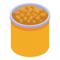 Open tin can containing chickpeas isometric icon vector
