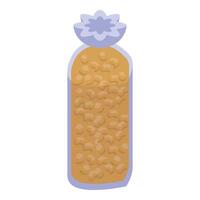 Transparent plastic package containing soy bean in isometric view vector