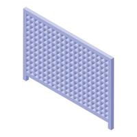 Metal fence panel with square cells standing isometrically vector