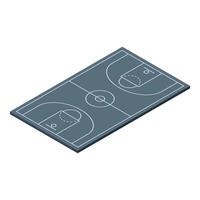 Basketball court isometric projection showing center circle and two keys vector