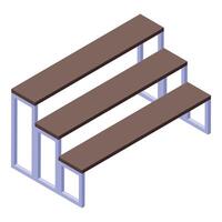 Empty bench seats forming ascending rows in isometric view vector