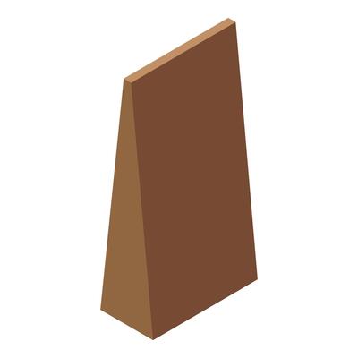 Brown blank paper bag packaging 3d isometric food shop retail icon