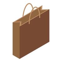 Brown paper bag standing with handles folded isometric view vector