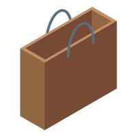 Brown shopping bag isometric view with handles vector