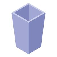Empty modern square shape metal flower pot standing isometric view vector