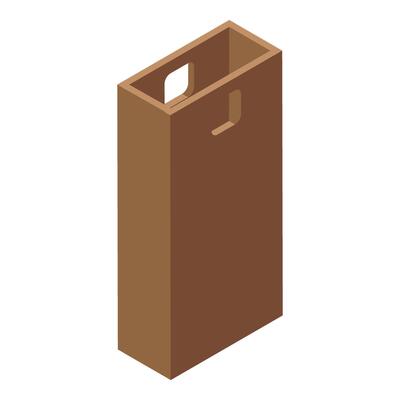 Brown cardboard box packaging for bottle isometric view