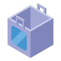 Empty aquarium with glass window isometric view vector