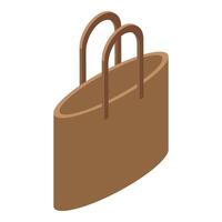 Brown shopping bag standing with handles isometric view vector