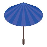 Blue japanese umbrella standing in isometric view vector