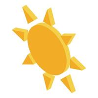 Yellow sun shining with isometric projection vector