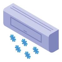 Air conditioner blowing cool air with snowflakes isometric view vector