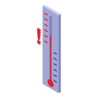 Thermometer showing high temperature with exclamation mark vector