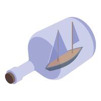 Glass bottle containing a model ship with sails is depicting freedom vector