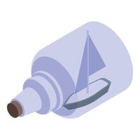 Glass bottle containing sailing boat isometric view vector