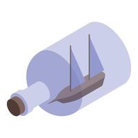 Ship in a bottle floating on the sea concept vector