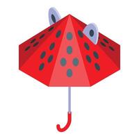 Red umbrella protecting from rain on white background vector