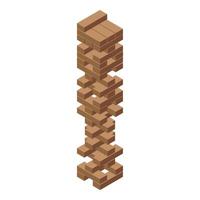 Wooden blocks tower standing on white background is balancing vector