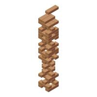 Wooden blocks tower standing on white background vector