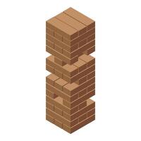 Wood block tower balancing on white background vector