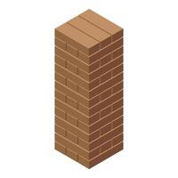 Tall brick column standing on white background vector