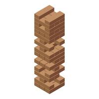 Wooden blocks tower balancing game on white background vector