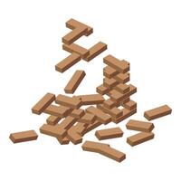 Wooden blocks game falling down on white background vector