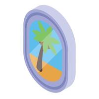 Oval picture frame showing palm tree near ocean vector
