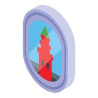 Souvenir badge showing a red lighthouse under construction vector