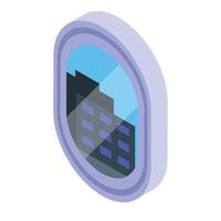 Smart city security system protecting modern building vector
