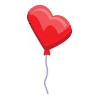 Red heart shaped balloon floating with blue string vector