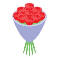 Bouquet of red roses wrapped in elegant paper for a romantic gesture vector
