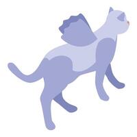 Winged cat walking isometric view with blue fur vector
