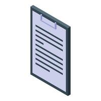 Clipboard showing text document, isometric icon vector illustration