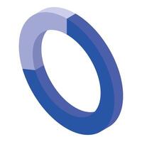 Blue pie chart is showing business results with isometric style vector