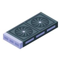 Computer graphic card featuring two cooling fans isometric view vector