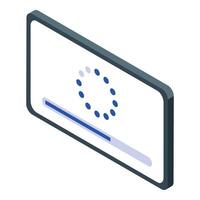 Smartphone showing loading status bar and spinning circle animation vector