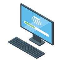 Computer monitor displaying software update progress bar installing vector