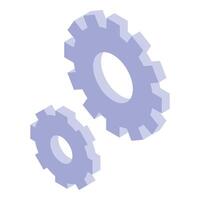 Two purple gears rotating with each other representing teamwork vector