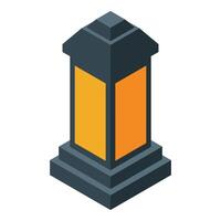 Street lamp standing on a stone pedestal illuminating isometric view vector