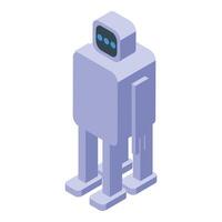 Modern robot standing with legs apart isometric view vector