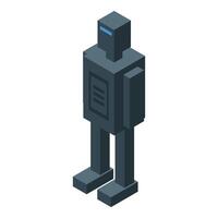 Dark grey robot standing on a white background vector
